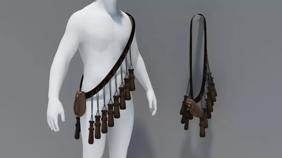 Historic 16th century bandolier Low-poly 3D model
