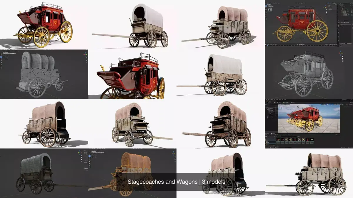 Stagecoaches and Wagons 3D Model Pack
