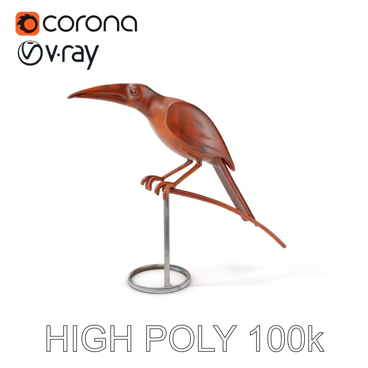 Rustic Bird Sculpture on Stand Model Pack Low-poly 3D model purchase
