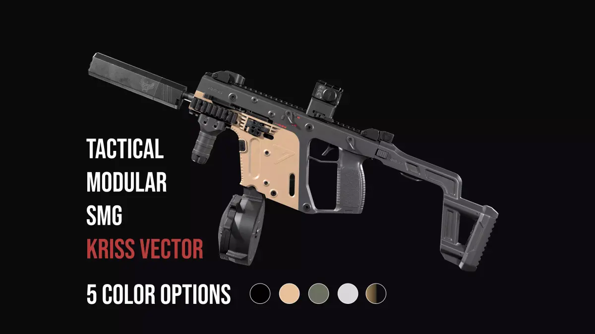 Tactical modular SMG TDI Kriss Vector gen2 Low-poly 3D model