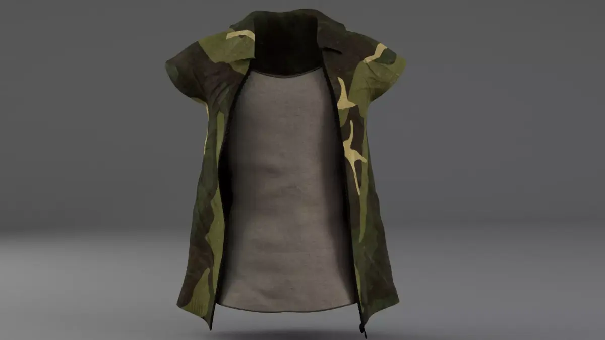 Clothing Set 5 camouflage jacket on mannequin Low-poly 3D model