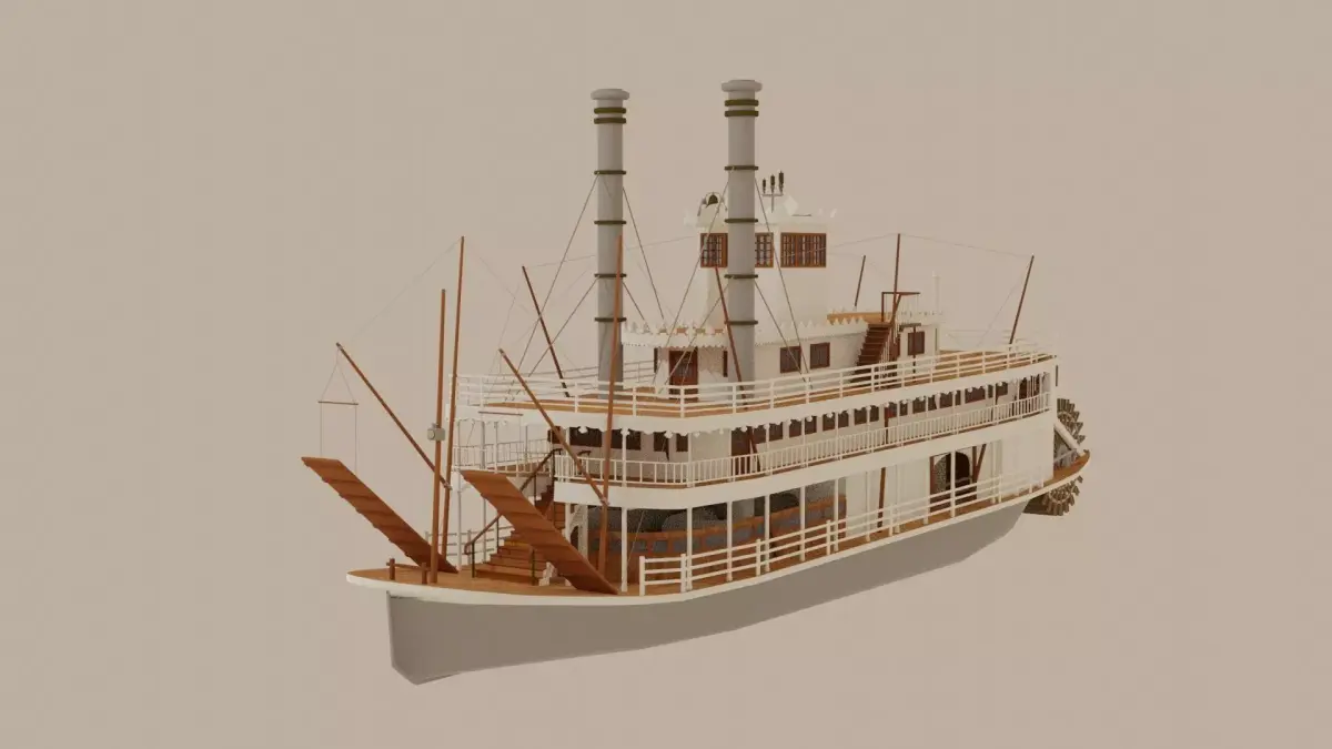Paddle Steamer River Boat 3D model