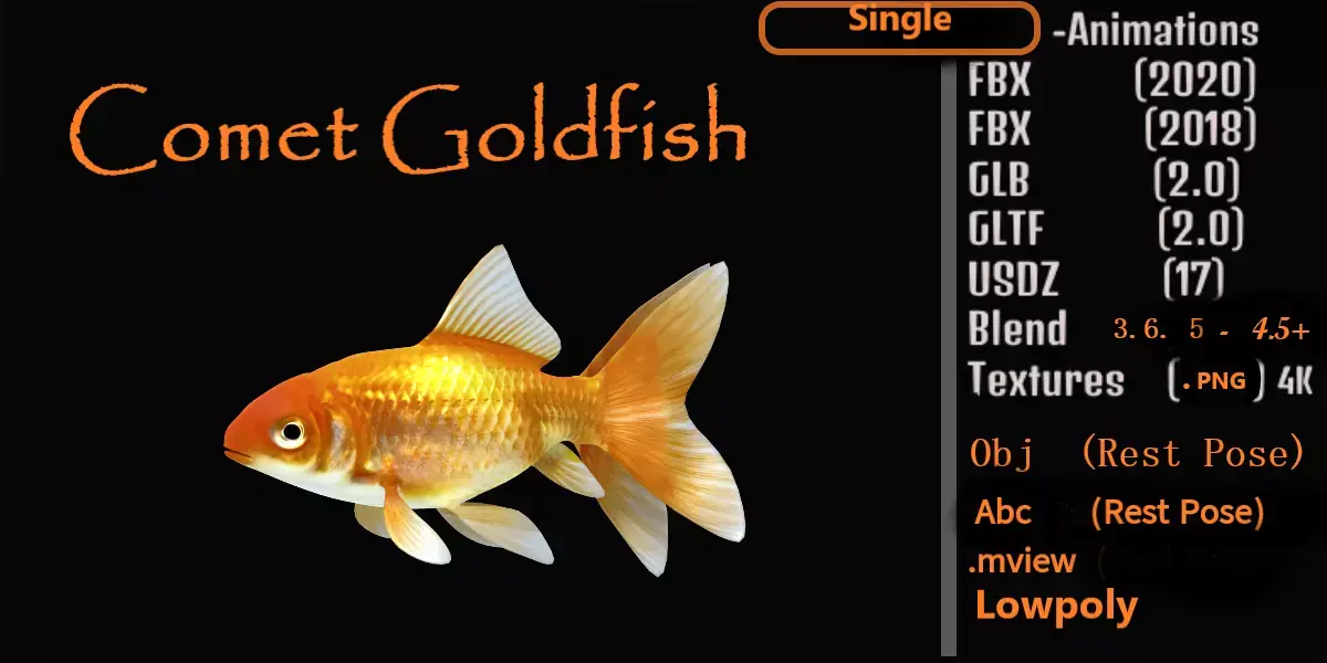 Comet Goldfish Low-poly 3D model