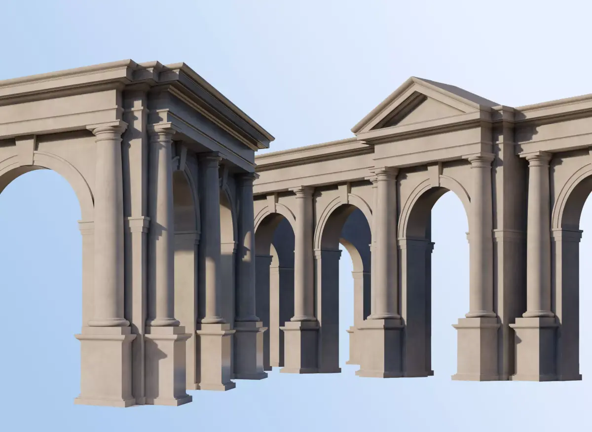 Arch in classical Tuscan order  with  columns on Vignola Arcade 3D model