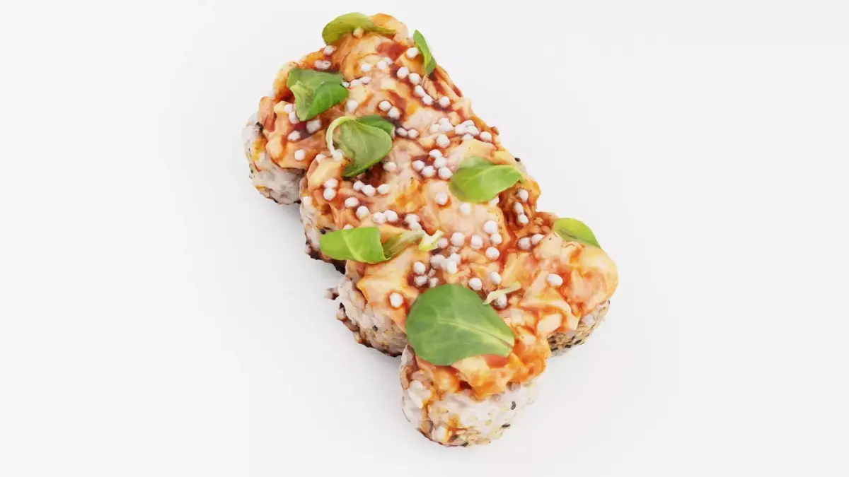Rolls with tuna salmon and cornsalad or lambs lettuce 3D model