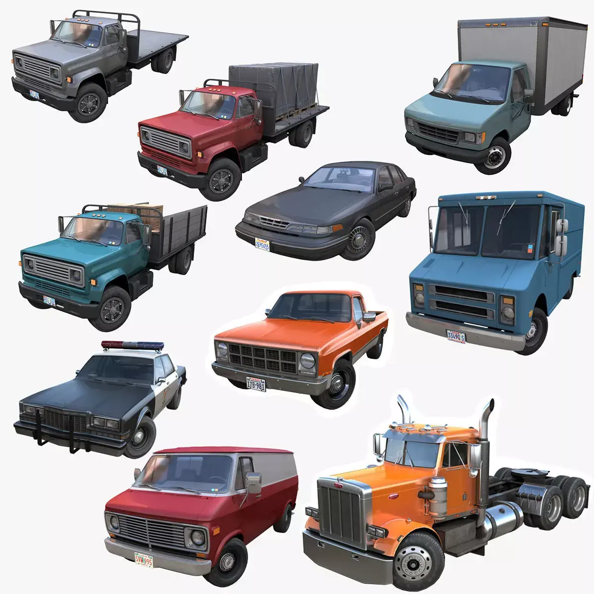Generic traffic cars 3D Model Pack