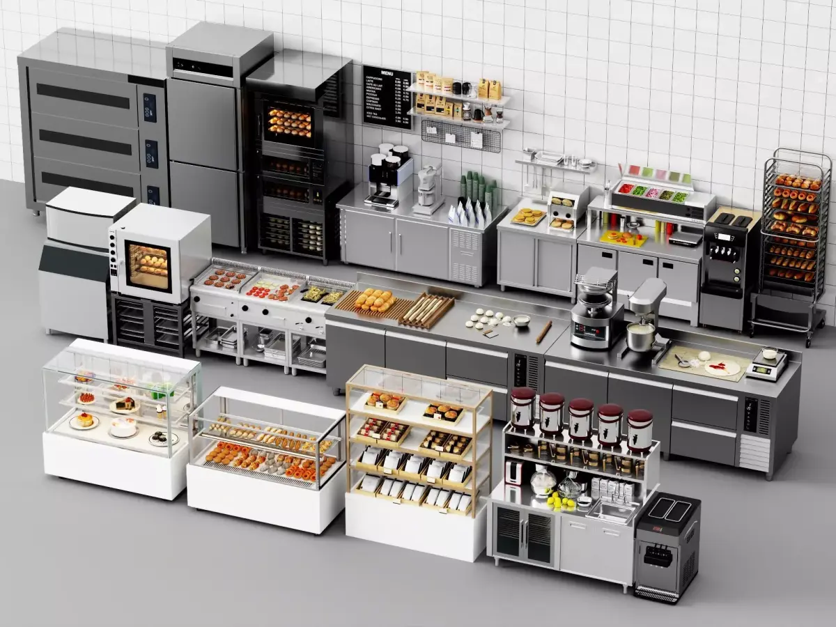 Bakery Cafe Kitchen Interior 3D Model Low-poly 3D model