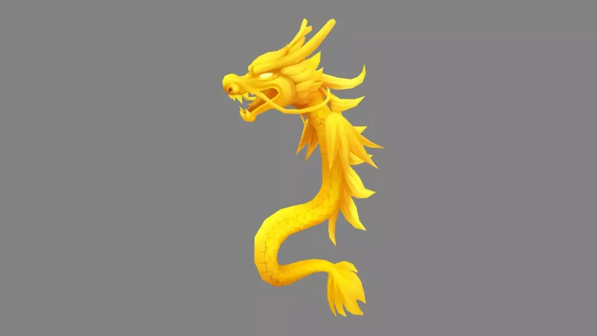 Cartoon Golden Dragon - small Low-poly 3D model