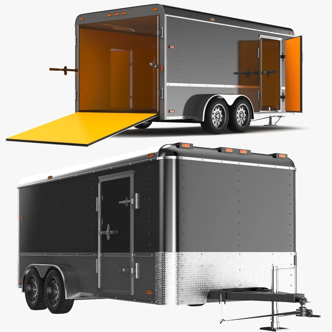 Detailed Cargo Trailer Open And Close 3D model