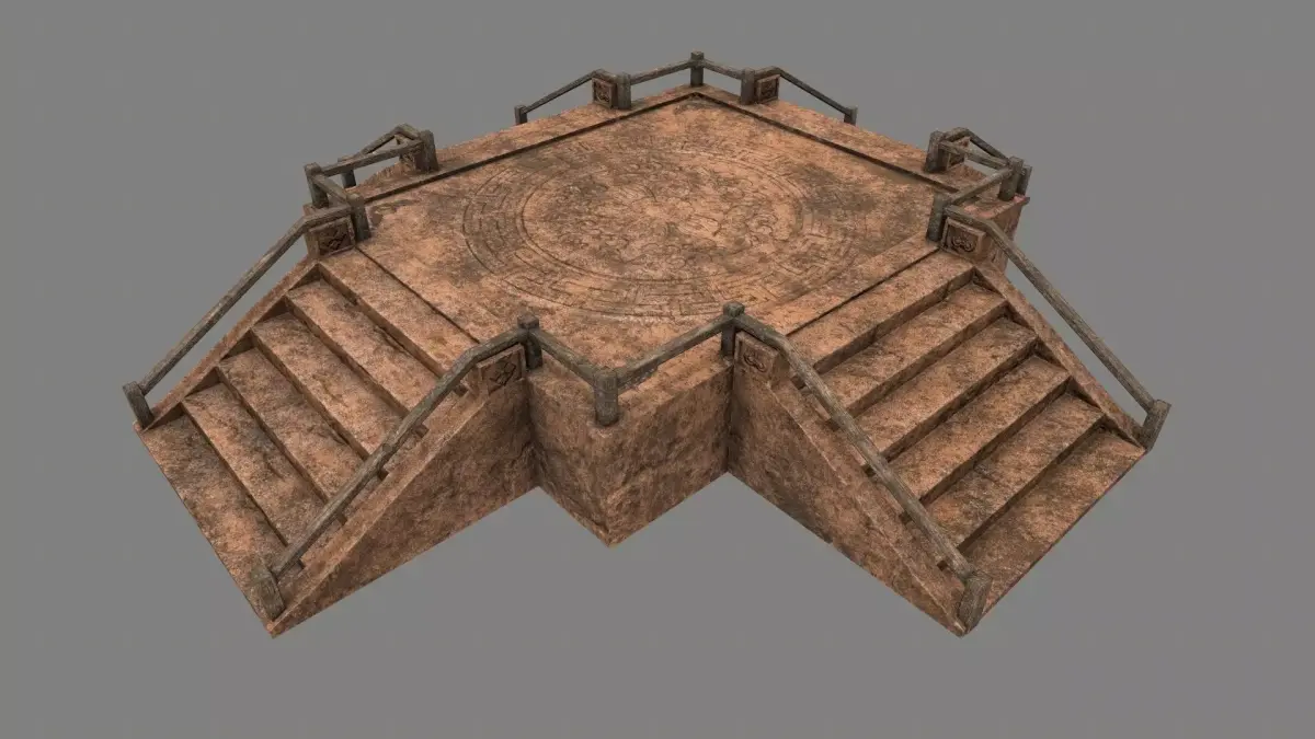 Stairs set of with metal railings Low-poly 3D model