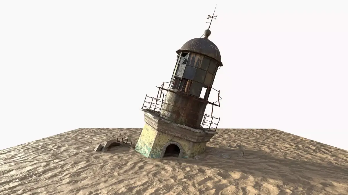 Sunken Lighthouse  In The Desert 3D model