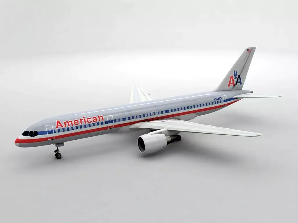 Boeing 757-200 Airliner - American Airlines Low-poly 3D model