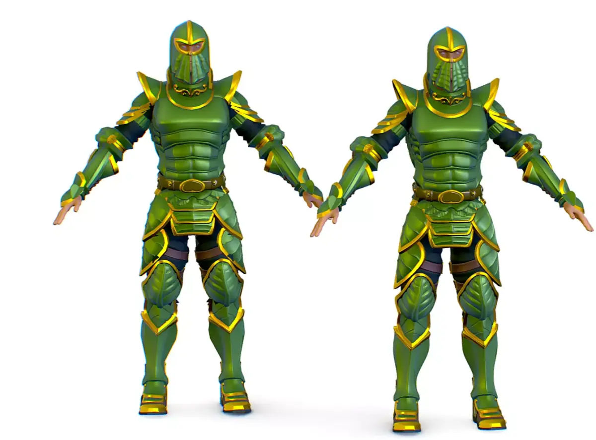 Men The Knight in Green Armor Low-poly 3D model