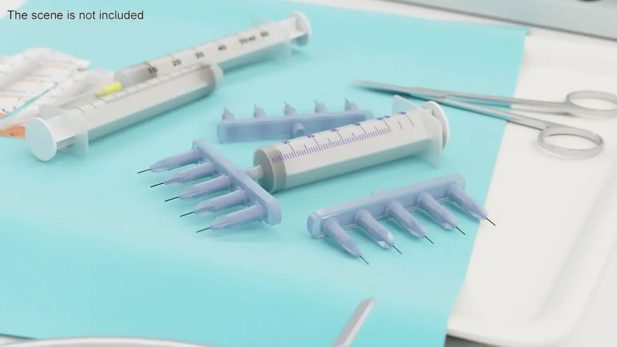 Multi Injector 5 Needles Straight Transparent 3D model