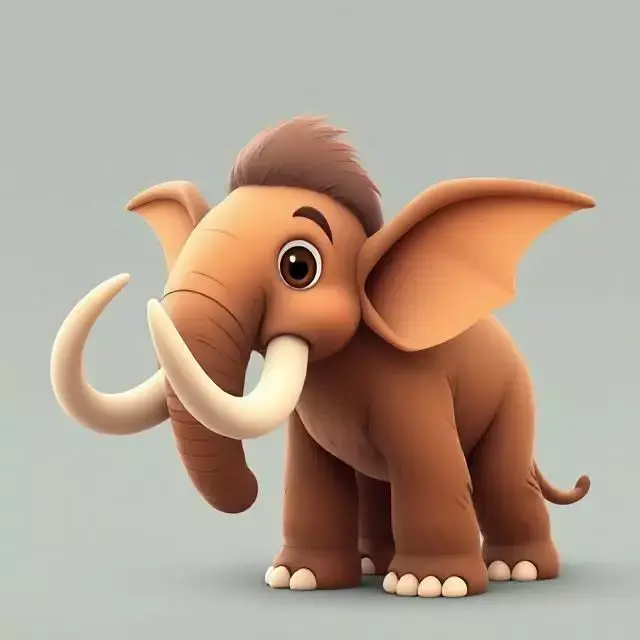 Mini Mammoth  Cute Cartoon 3D Model for Animation  Print  3D model