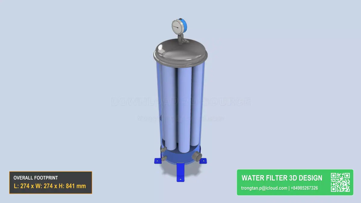 304 Stainless Steel 7 Cartridge Filter Housing 20 Inch 3D model