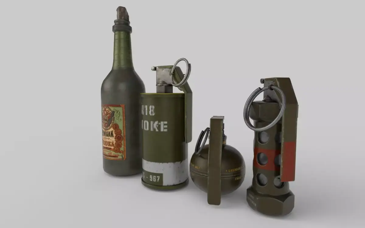 Hand Grenades - PBR - Low Poly 3D Low-poly 3D model