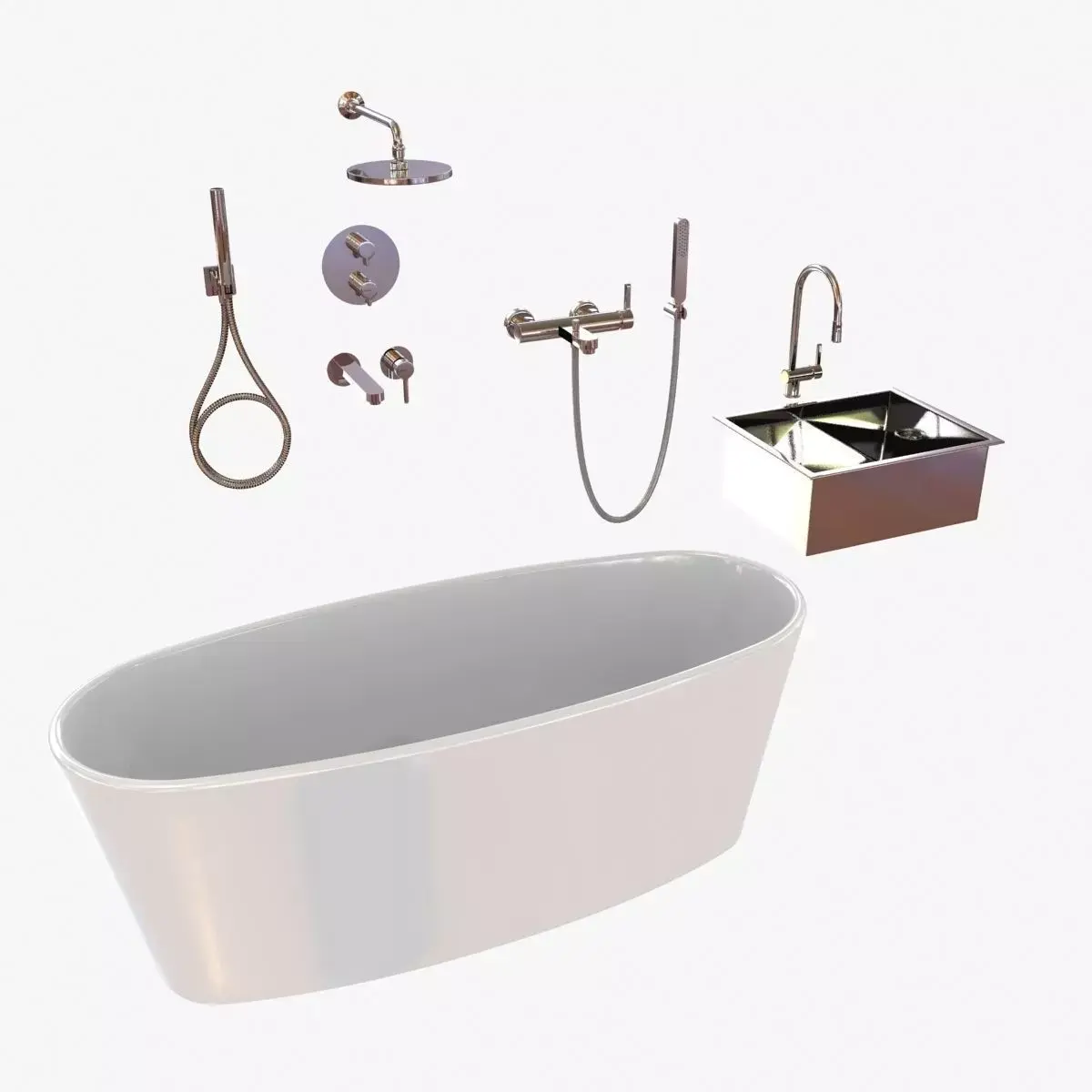 Plumbing fixtures set 3D model