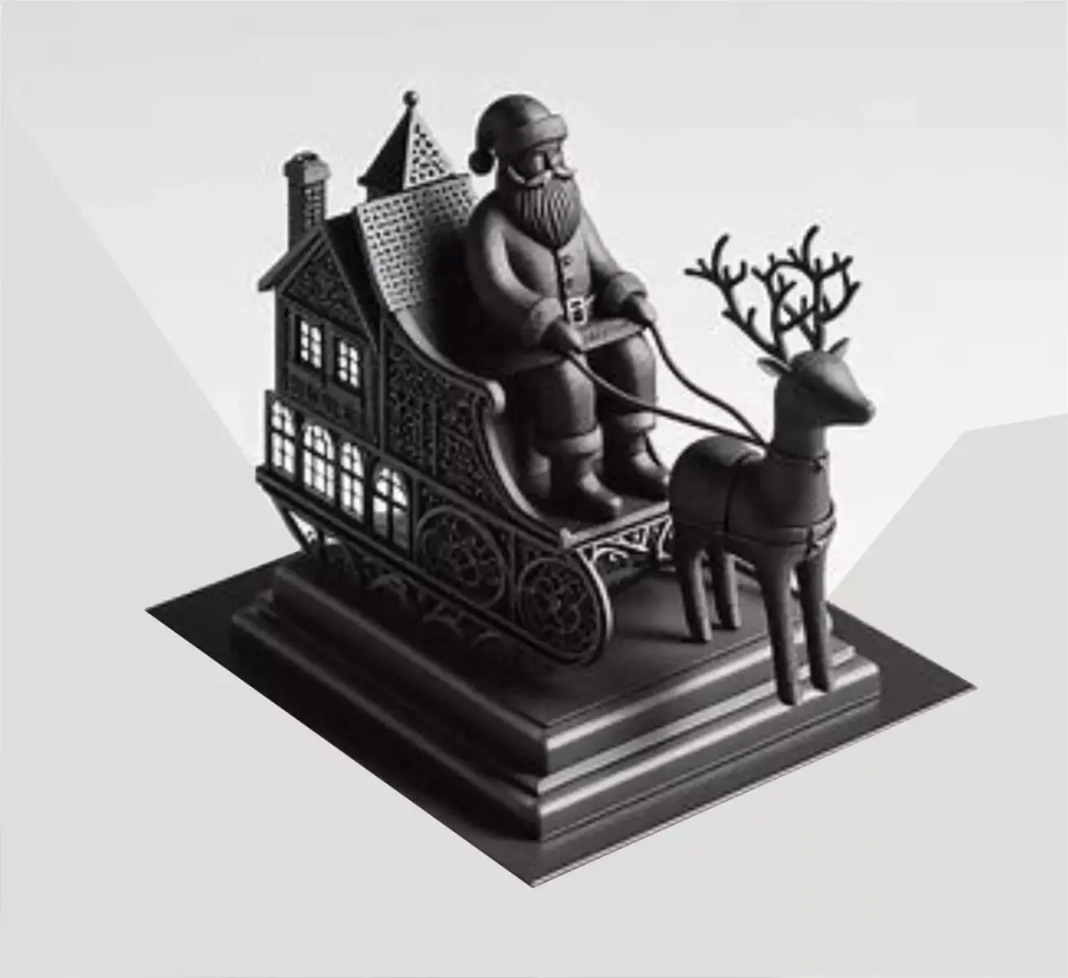 Santa Sleigh on Podium 3D Christmas Scene 3D print model
