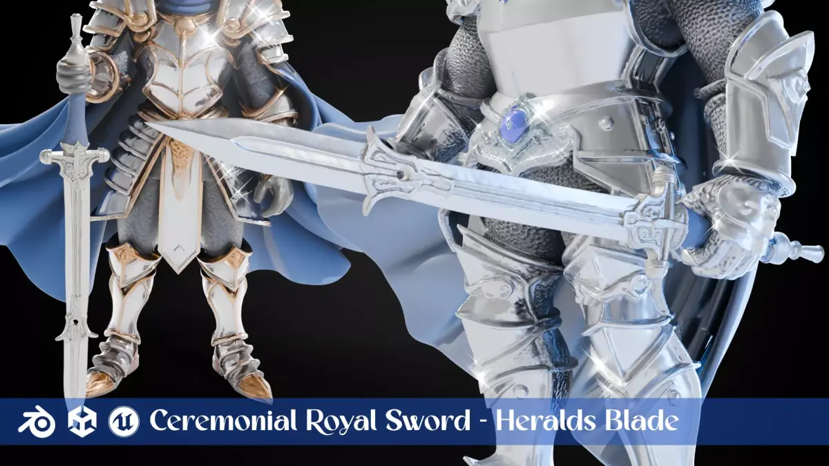 Stylized Sword - Ceremonial Royal Heralds Blade - Game Ready 3D model