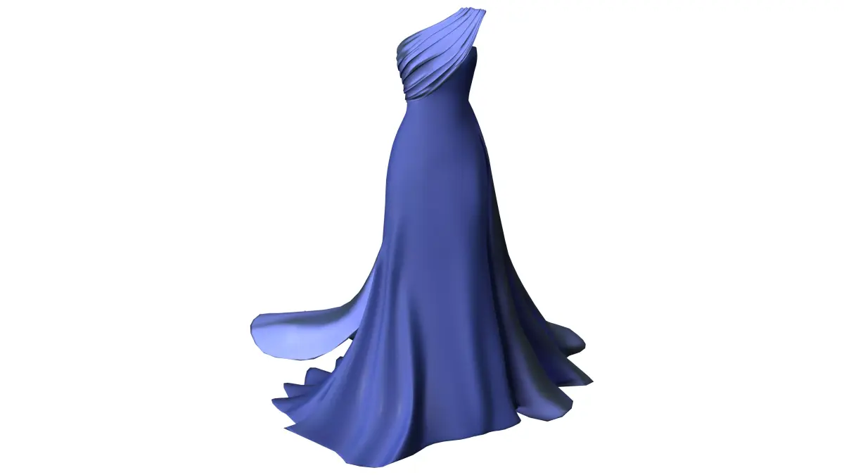 Royal Blue Dress Low-poly 3D model