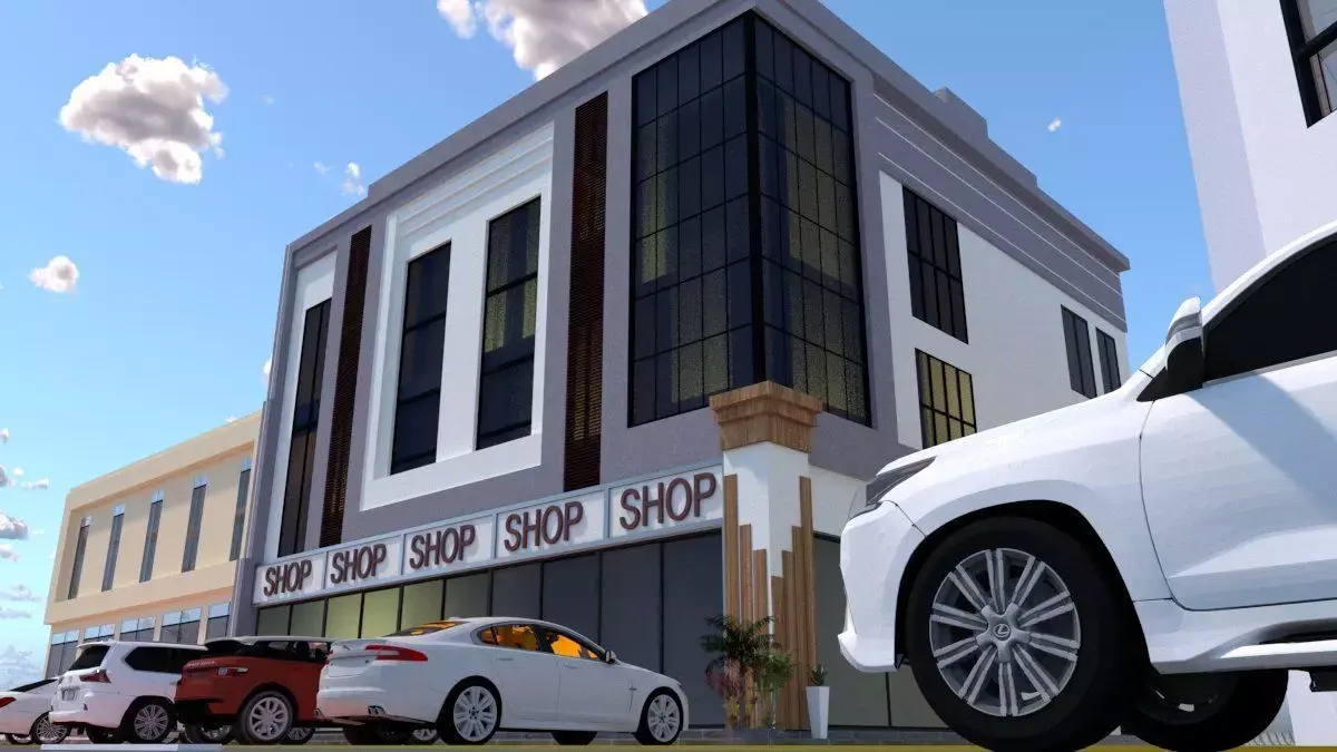 Modern Retail and Office Building A19 DWG  3D SketchUp 3D model