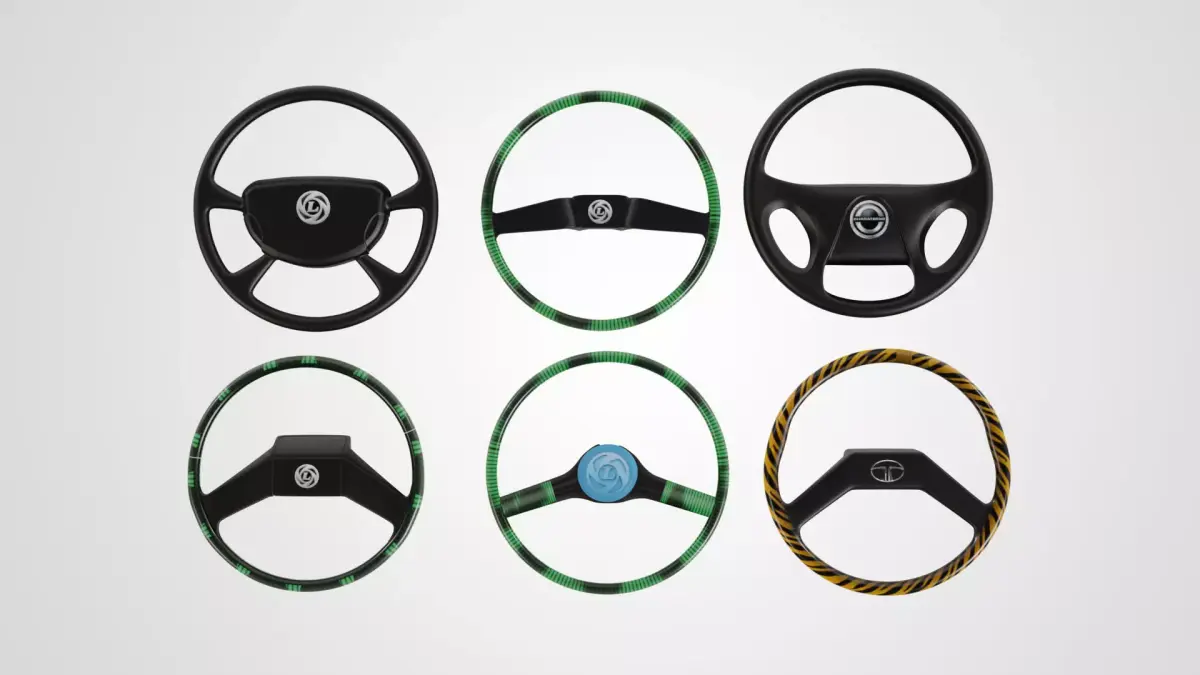 6 Indian bus steering in 3d Low-poly 3D model