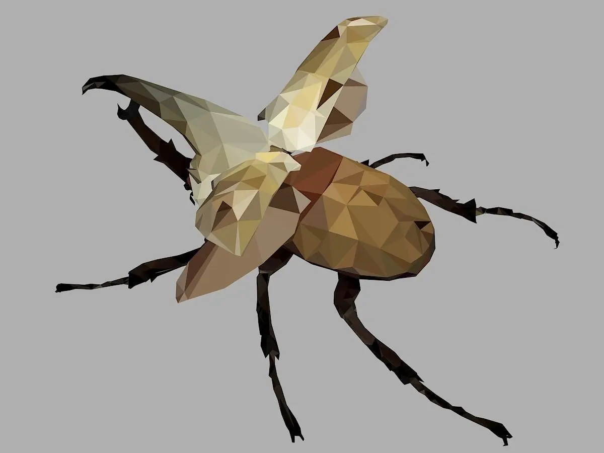 Rhinoceros Bark Beetle Low Polygon Art Insect Low-poly 3D model