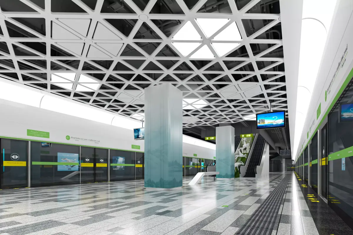 Modern style subway platform design 3D model