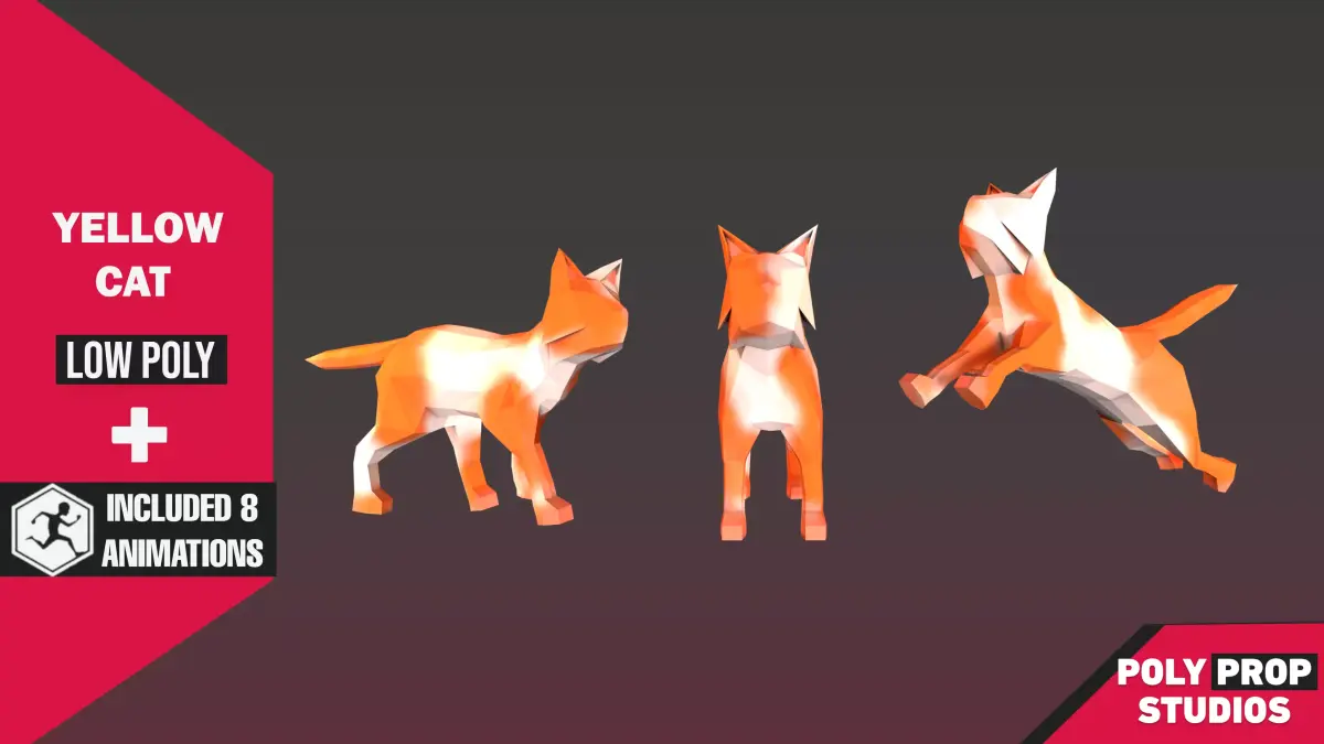 Yellow Cat Low-poly 3D model