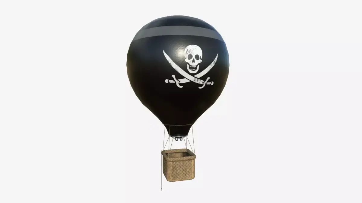 Balloon Hot Air 08 Pirate Skull - Aircraft Cartoon Low-poly 3D model