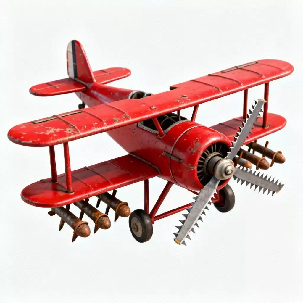 Crimson Shredder Toy Biplane 3D Model Low-poly 3D model