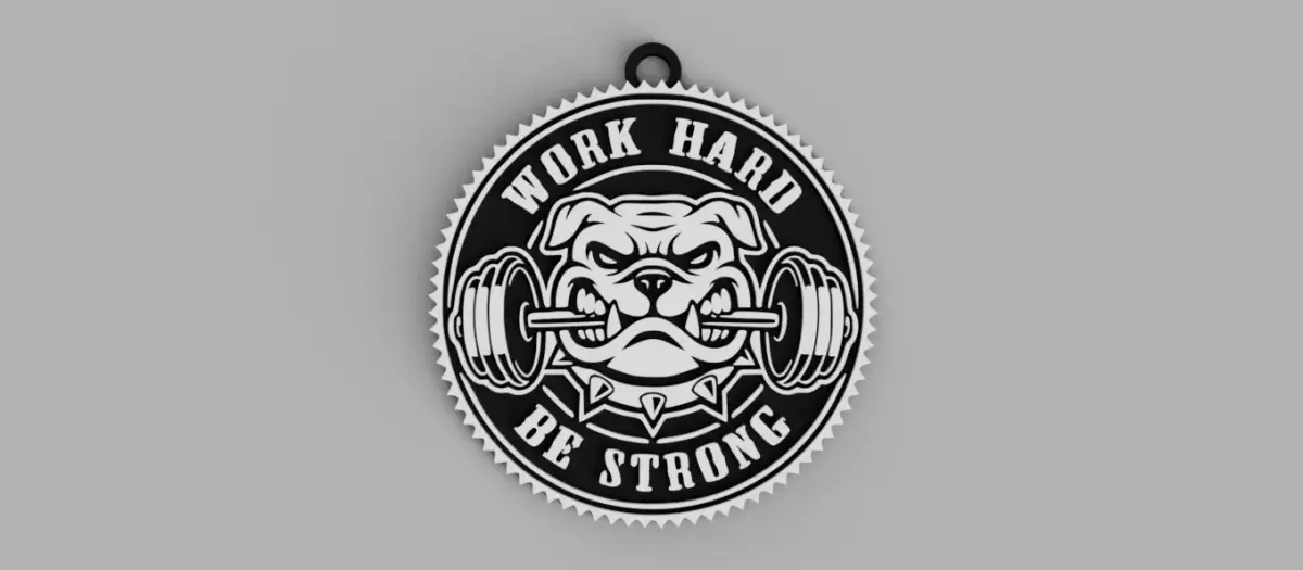 Bulldog Dog Train Hard Be Strong Logo Gym keychain - pendant  3D print model