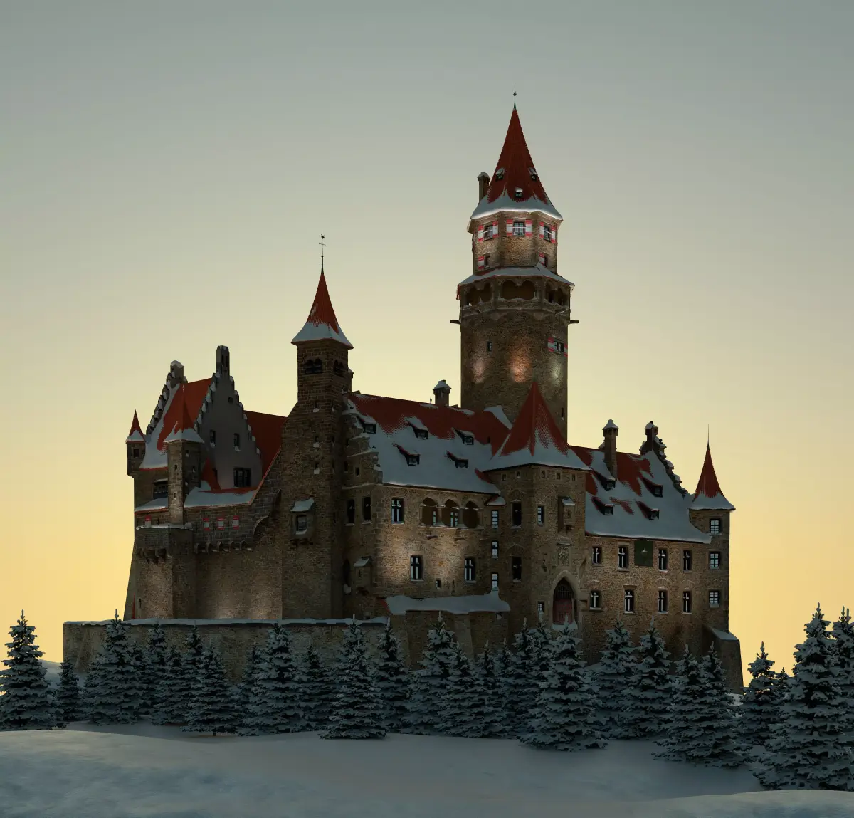 Medieval castle 3D model 19