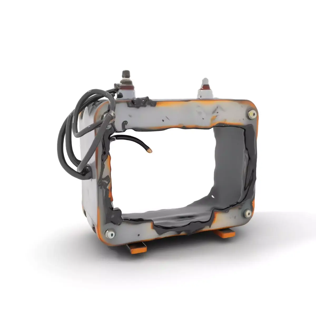 Rusty Industrial Coil Cover with Wires Model Pack Low-poly 3D model
