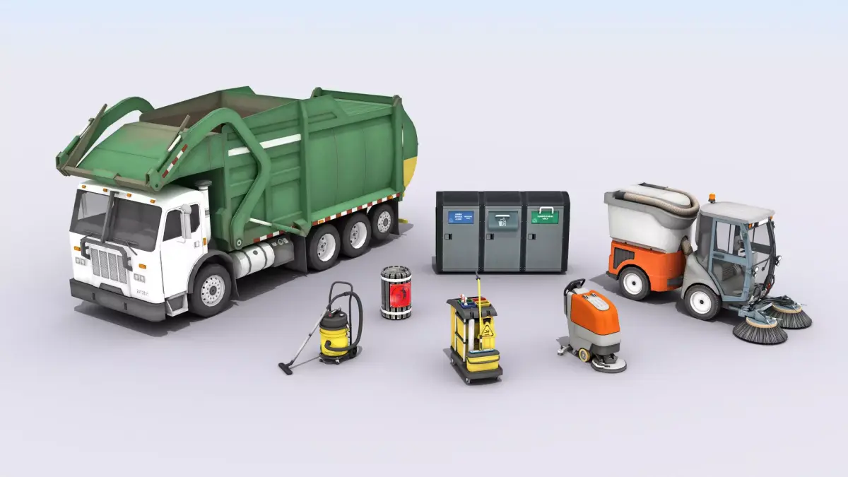 Cleaning And Garbage Equipment 3D Model Pack