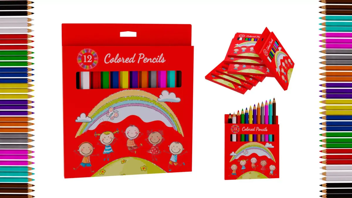 Colored pencils - Box Low-poly 3D model