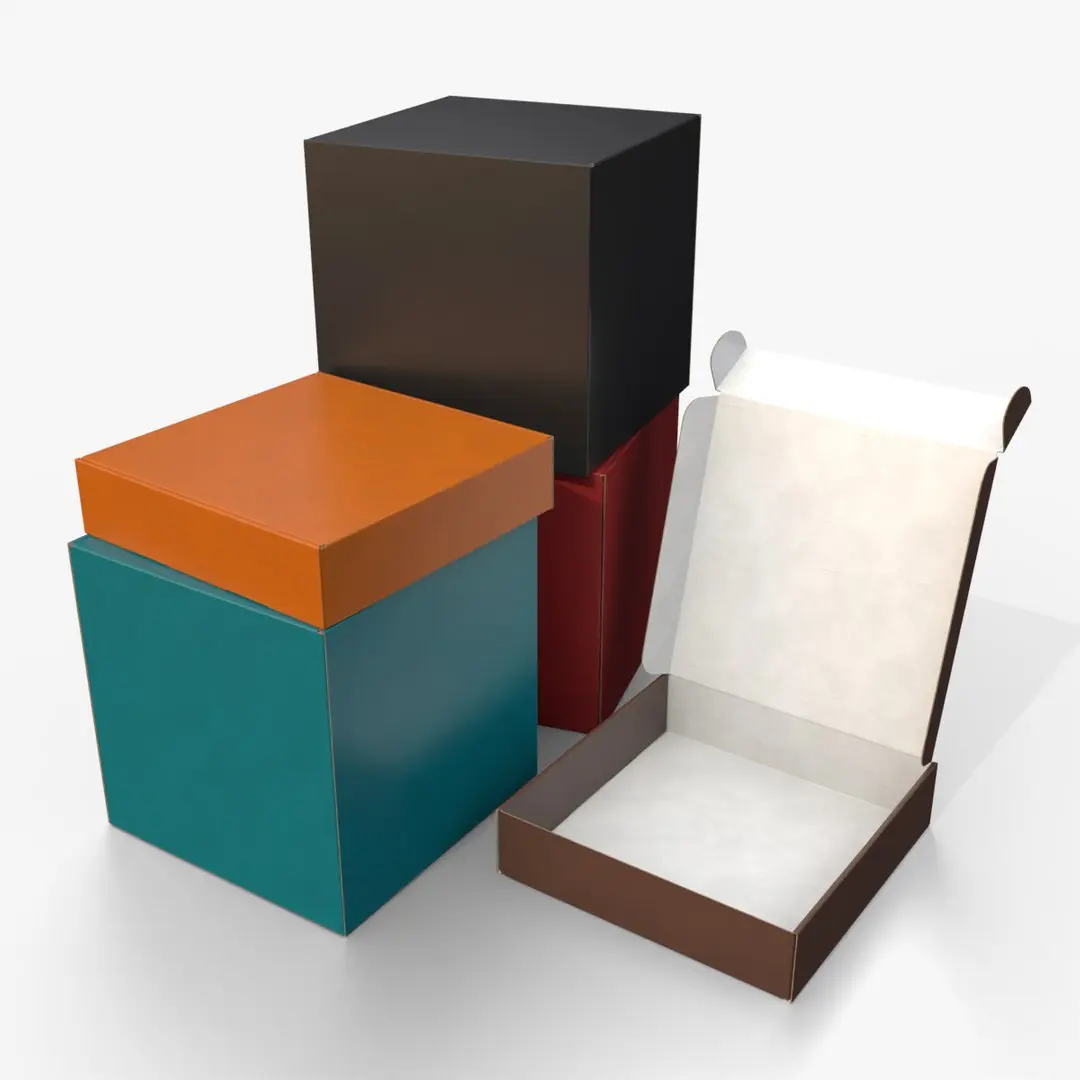 Mailer Boxes - Colored Cube and Flat Set 3D model