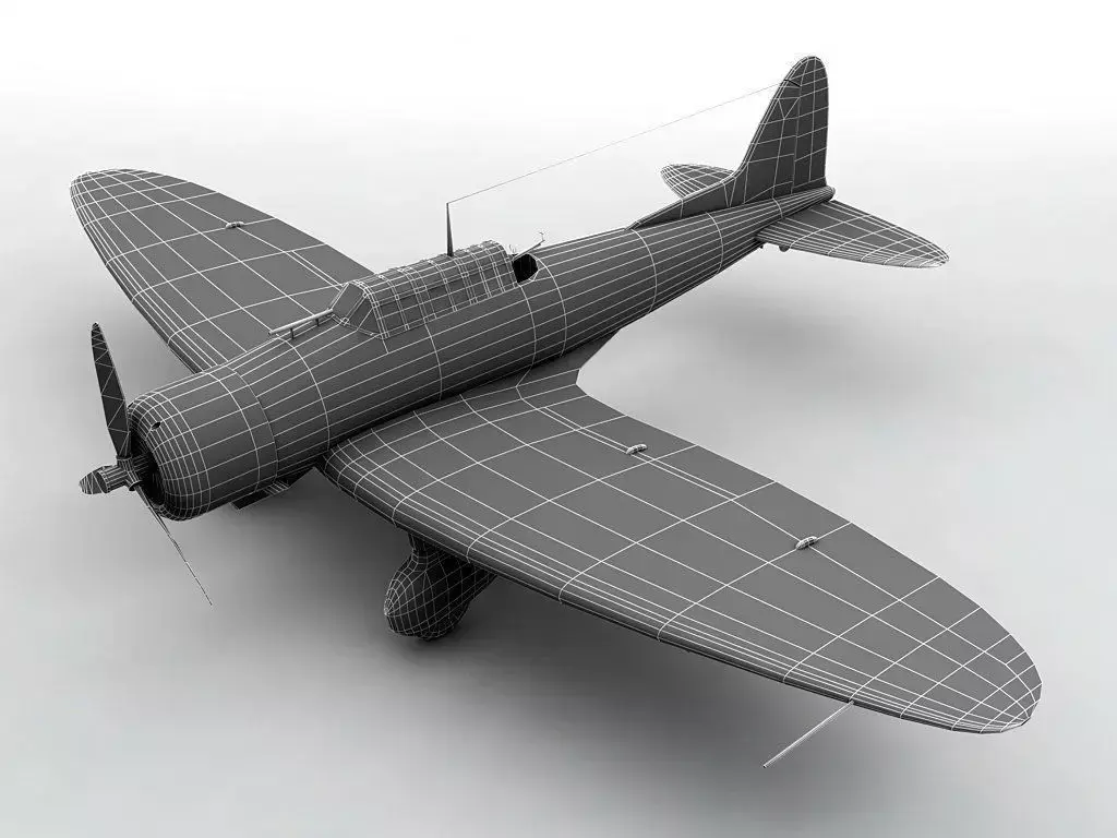 Aichi D3A-1  Aircraft WWII Low-poly 3D model