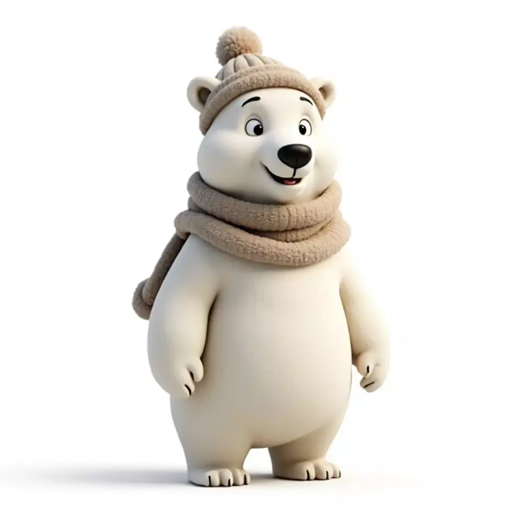 Cartoon Polar Bear 3D Model Cozy Winter Character Low-poly 3D model
