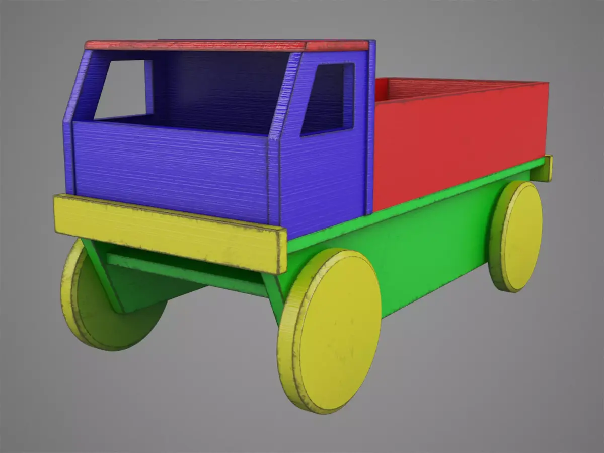 Wood Toy Truck Low-poly 3D model