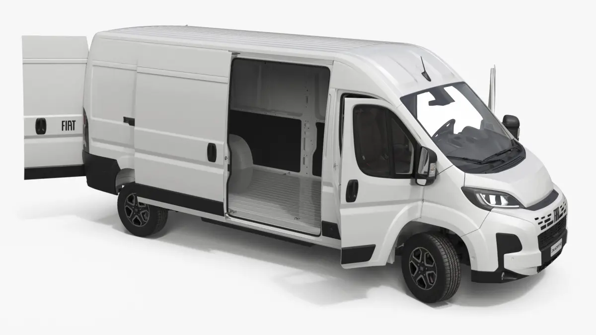 White Fiat Ducato 2025 Medium Van Rigged 3D model