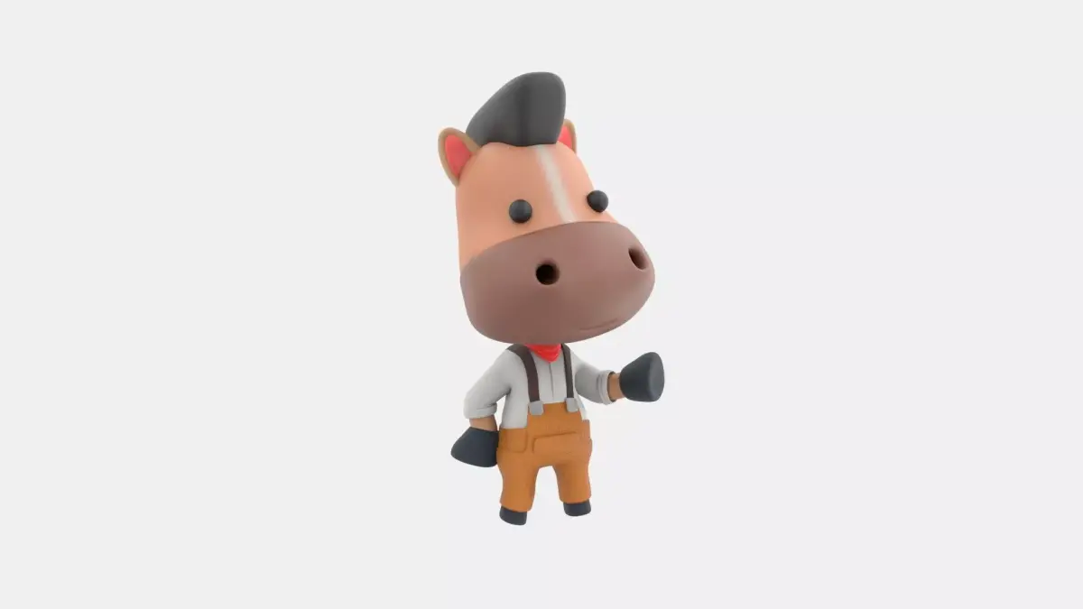 Cute Horse 3D Illustration 3D model 3