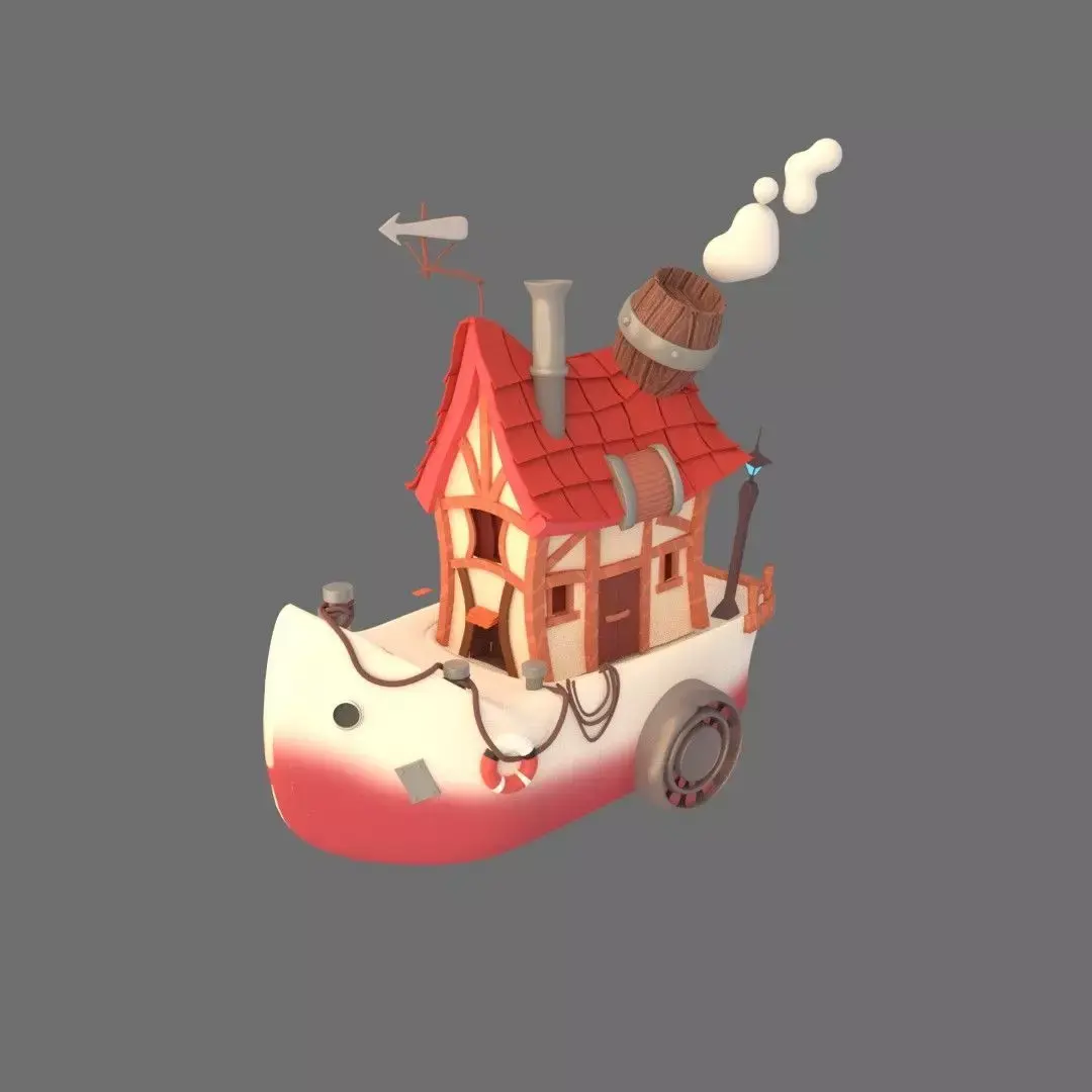 Stylized Boat Low-poly 3D model by Artycanvas