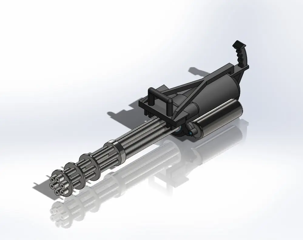 Hand Held minigun Low-poly 3D model