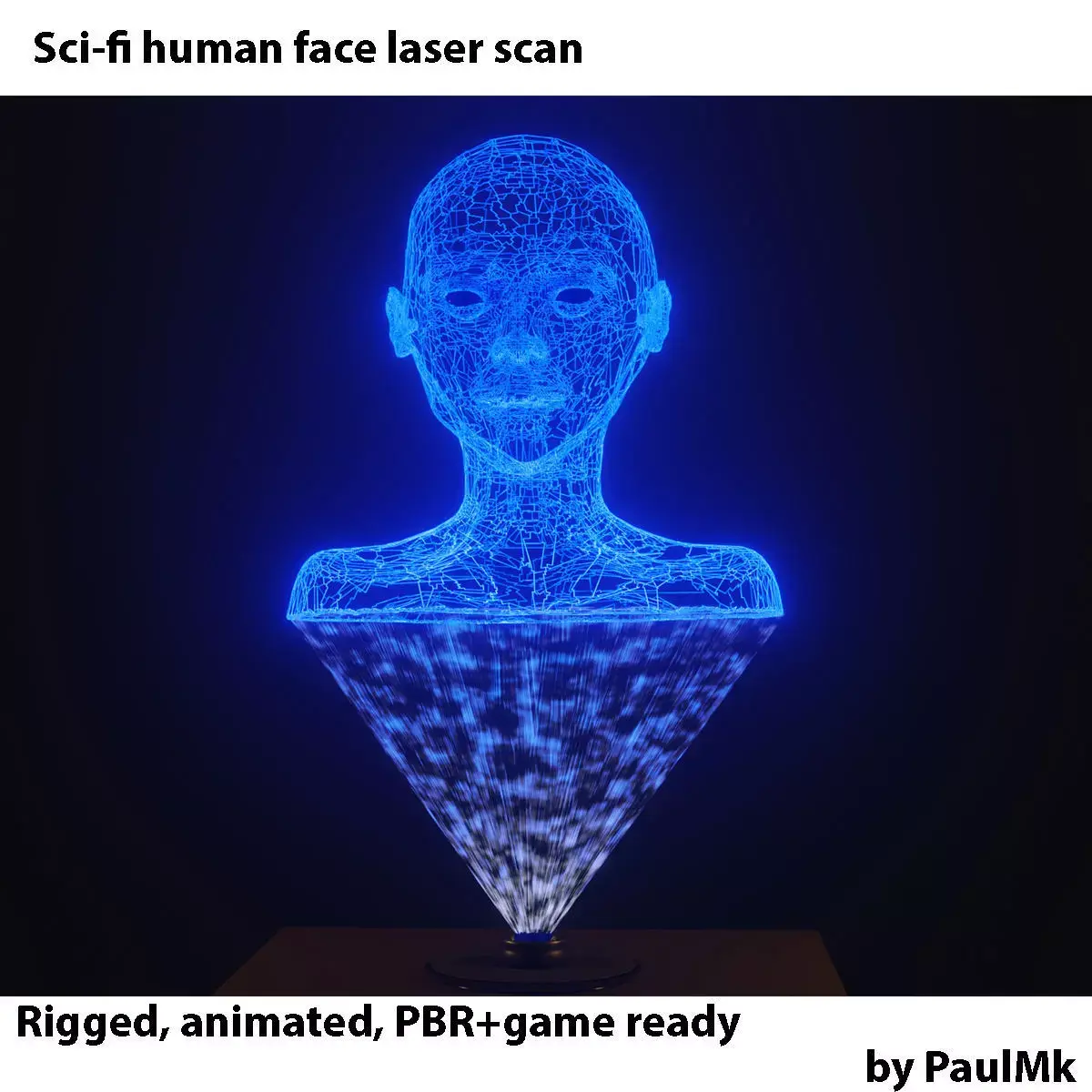 Sci-fi human scan projection Low-poly 3D model