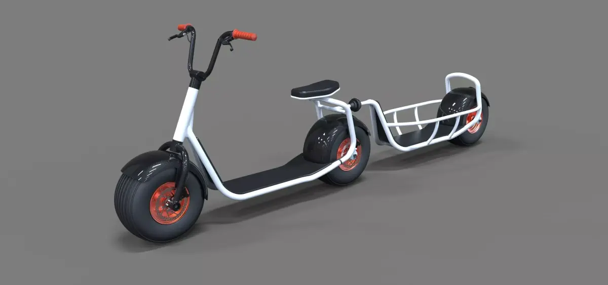 Scrooser with one wheeled trailer concept 3D model