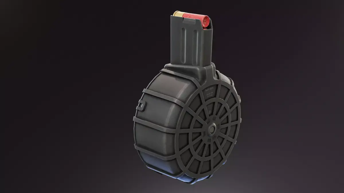 12 gauge drum magazine Low-poly 3D model