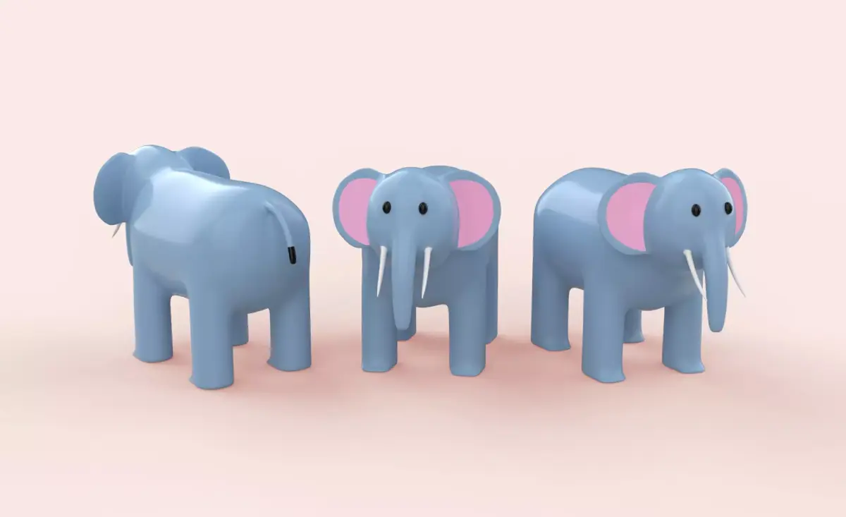 Cartoon Elephant Animal Style Cute Low-poly 3D model