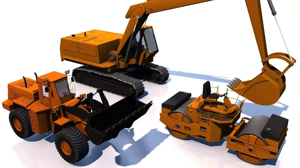 Construction machinery vehicles Low-poly 3D model